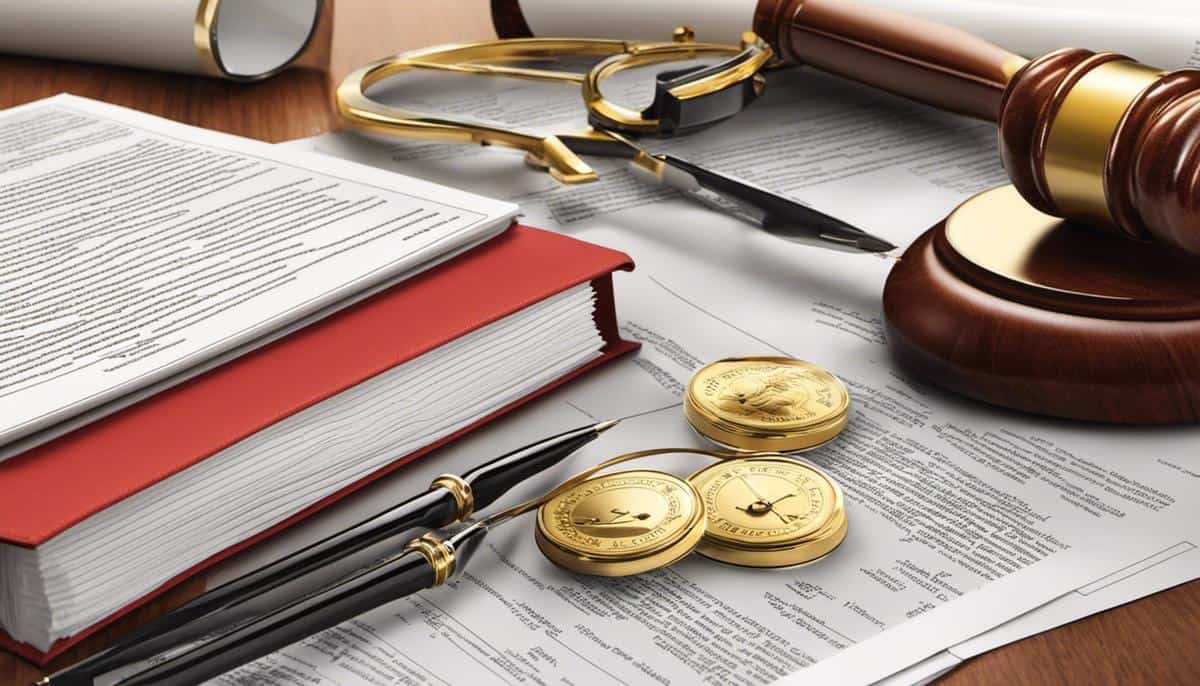 Illustration of different estate planning instruments surrounded by legal documents.